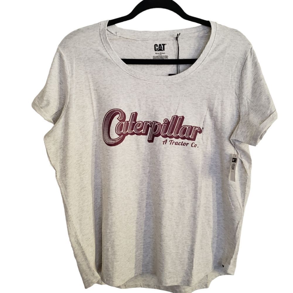 Caterpillar Lily Jersey Graphic Logo Short Sleeve Scoop Neck T-Shirt Size XL